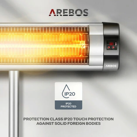 AREBOS Infrared Radiant Heater 2500 W With Remote Control And Height Adjustable Stand - Radiant Heater Mushroom - Silver 6 AREBOS Infrared Radiant Heater 2500 W With Remote Control And Height Adjustable Stand - Radiant Heater Mushroom - Silver - Image 4