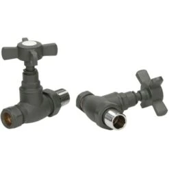 Traditional Straight Heated Towel Rail Radiator Valves Standard Pair Anthracite -Heating Equipment 12441606 4
