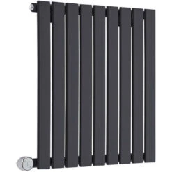 Milano Alpha Electric - Modern Black Horizontal Single Panel Radiator - 635mm X 630mm