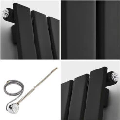 Milano Alpha Electric - Modern Black Horizontal Single Panel Radiator - 635mm X 630mm -Heating Equipment 1304560 3