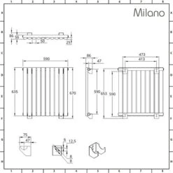 Milano Aruba Electric - Modern White Horizontal Single Oval Panel Radiator - 635mm X 595mm -Heating Equipment 1304579 4