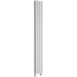 Milano Aruba Slim Electric - Modern White Vertical Column Double Oval Panel Radiator - 1600mm X 236mm