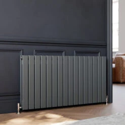 ELEGANT Anthracite Designer Radiator Horizontal Flat Panel Radiator 600x1216mm, Double Flat Panel
