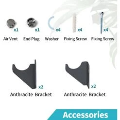 ELEGANT Anthracite Designer Radiator Horizontal Flat Panel Radiator 600x1216mm, Double Flat Panel -Heating Equipment 14285649 5