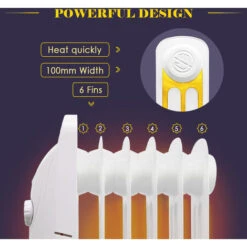 Oil Filled Radiator 6 Fin 800W Mini Electric Portable Heater W/ Thermostat White -Heating Equipment 16063247 4