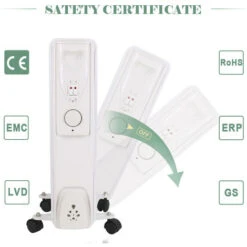 9 Fin 2000W Electric Oil Filled Radiator Portable Heater 3 Settings Thermostat -Heating Equipment 16063256 3