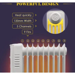 9 Fin 2000W Electric Oil Filled Radiator Portable Heater 3 Settings Thermostat -Heating Equipment 16063256 4