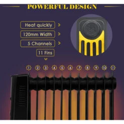 11 Fin Oil Filled Radiator 240V 2500W Electric Portable Heater 3 Heat Thermostat -Heating Equipment 16063258 4