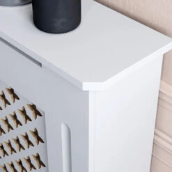ELEGANT Radiator Cover Extra Large Modern Cross Slat White Painted Cabinet Radiator Shelves For Living Room/Bedroom/Kitchen, EXTRA LARGE -Heating Equipment 16097368 5