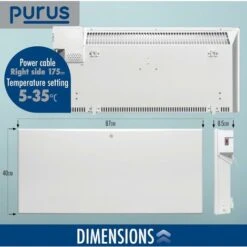 Purus 1800W Eco Panel Heater Bathroom Safe Setback Timer Wall Mounted Lot 20 Low Energy Electric Heater -Heating Equipment 17064183 4