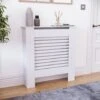 Milton Radiator Cover MDF Modern Cabinet Slatted Grill, White, Small -Heating Equipment 17767177 1