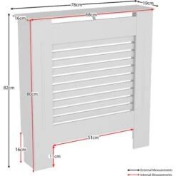 Milton Radiator Cover MDF Modern Cabinet Slatted Grill, White, Small -Heating Equipment 17767177 2