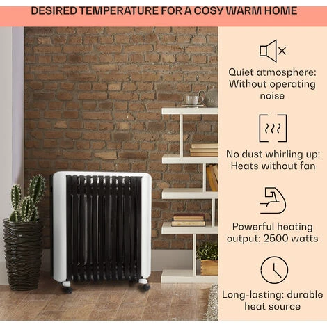 Klarstein Thermaxx 2500 Oil Radiator 2500W 5-35 ° C 24h Timer White / Black 4 Klarstein Thermaxx 2500 Oil Radiator 2500W 5-35 ° C 24h Timer White / Black - Image 2