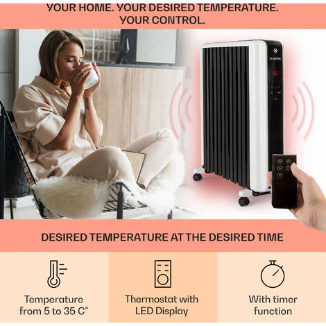 Klarstein Thermaxx 2500 Oil Radiator 2500W 5-35 ° C 24h Timer White / Black 5 Klarstein Thermaxx 2500 Oil Radiator 2500W 5-35 ° C 24h Timer White / Black - Image 3
