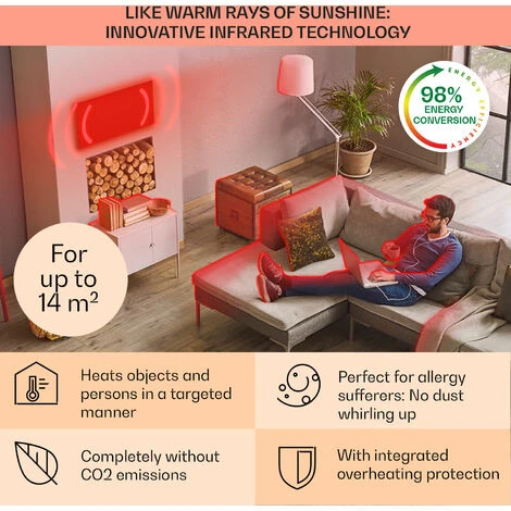 Klarstein Wonderwall Smart Infrared Heating 100x30cm App Control 300W Weekly Timer IP24 6 Klarstein Wonderwall Smart Infrared Heating 100x30cm App Control 300W Weekly Timer IP24 - Image 4