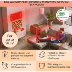 Klarstein Wonderwall 72 Infrared Heater 60x120cm 720W Weekly Timer IP24 White -Heating Equipment 22969707 4
