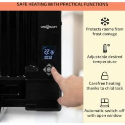 Oneconcept Wallander Oil Radiator 1000W Thermostat Oil Heater Ultra Flat Black -Heating Equipment 22969882 4