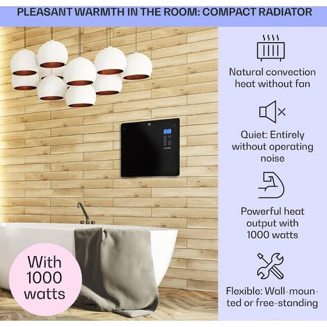 Klarstein Norderney Convection Heater Thermostat Timer 1000W 20m² Black 4 Klarstein Norderney Convection Heater Thermostat Timer 1000W 20m² Black - Image 2