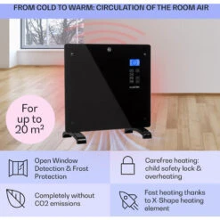 Klarstein Norderney Convection Heater Thermostat Timer 1000W 20m² Black 10 Klarstein Norderney Convection Heater Thermostat Timer 1000W 20m² Black -Heating Equipment 23507090 4