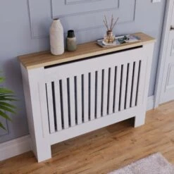 Arlington Radiator Cover MDF Modern Cabinet Slatted Grill, White, Medium -Heating Equipment 23670187 3