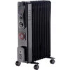 NRG 9 Fin Oil Filled Radiator Electric Heaters With 24 Hour Timer Safety Thermal Cut Off 2KW Black -Heating Equipment 23963912 1