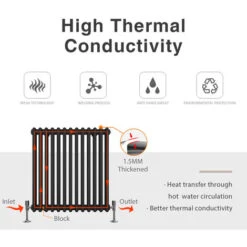 ELEGANT Traditional Radiator Anthracite Triple Horizontal Cast Iron Grey Radiator - Perfect For Kithcen, Living Room, Bathroom Radiators 3 Column 600 X 1010 Mm+ Anthracite Thermostatic Radiator Valves 11 ELEGANT Traditional Radiator Anthracite Triple Horizontal Cast Iron Grey Radiator - Perfect For Kithcen, Living Room, Bathroom Radiators 3 Column 600 X 1010 Mm+ Anthracite Thermostatic Radiator Valves -Heating Equipment 33502447 5