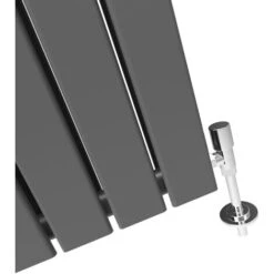 ELEGANT 600 X 1360 Mm Anthracite Designer Radiator Horizontal Column Radiator Heater Double Flat Panel + Anthracite Thermostatic Radiator Valves -Heating Equipment 33502500 3