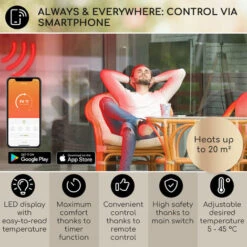 Blumfeldt Smartwave Infrared Heater 2400W WiFi App Control Black -Heating Equipment 33503355 3