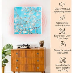 Klarstein Wonderwall Air Art Smart Infrared Heater 60x60cm 350W Almond Blossoms -Heating Equipment 33503503 2