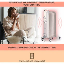 Klarstein Thermaxx Retroheat Oil Radiator 2000W Floor Rollers Taupe -Heating Equipment 33503545 3