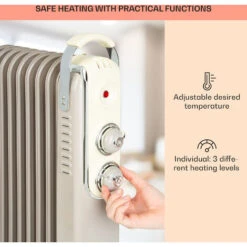 Klarstein Thermaxx Retroheat Oil Radiator 2000W Floor Rollers Taupe -Heating Equipment 33503545 4