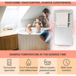 Klarstein Hot Spot Crystal Flow Bathroom Heater 45x82cm 36m² 2000W 5-40°C LED -Heating Equipment 33503554 3