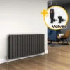ELEGANT 600 X 1216 Mm Anthracite Designer Radiator Horizontal Column Double Flat Panel Radiator Heater + Anthracite Thermostatic Radiator Valves 1 ELEGANT 600 X 1216 Mm Anthracite Designer Radiator Horizontal Column Double Flat Panel Radiator Heater + Anthracite Thermostatic Radiator Valves -Heating Equipment 34343816 1