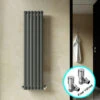 ELEGANT Designer Vertical Anthracite Radiator Oval Panel Radiator 1600x360mm Single + Chrome Angled Radiator Valve -Heating Equipment 37282351 1
