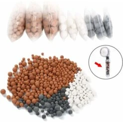 LITZEE Lime Shower Head Filter, 9 Pack 3 Sizes Negative Ion Mineral Beads, For Hand Shower Ion Filter, Removes Chlorine, Bacteria