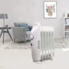 Oil Filled Radiator Portable Electric Heater Thermostat Mini 6 Fin 800W White -Heating Equipment 46875050 1