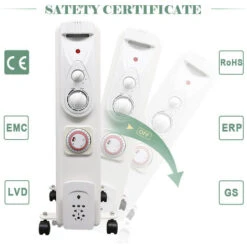 White Oil Filled Radiator Portable Electric Heater Thermostat 9 Fin 2000W With Timer -Heating Equipment 46875501 3