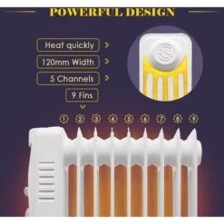 White Oil Filled Radiator Portable Electric Heater Thermostat 9 Fin 2000W With Timer -Heating Equipment 46875501 5