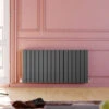 ELEGANT 600 X 1216 Mm Anthracite Horizontal Rads Column Double Flat Panel Radiator Heater +Thermostatic Radiator Valves -Heating Equipment 50048383 1