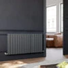 ELEGANT 600 X 1216 Mm Anthracite Radiator Column Double Flat Panel High Heat Output Radiator Heater + Chrome Thermostatic Radiator Valves -Heating Equipment 50048402 1