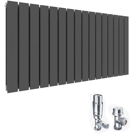 ELEGANT 600 X 1216 Mm Anthracite Radiator Column Double Flat Panel High Heat Output Radiator Heater + Chrome Thermostatic Radiator Valves 4 ELEGANT 600 X 1216 Mm Anthracite Radiator Column Double Flat Panel High Heat Output Radiator Heater + Chrome Thermostatic Radiator Valves - Image 2