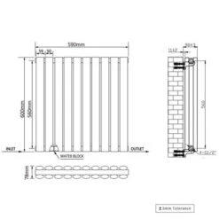 Norden 600 X 590mm Horizontal Double Oval Tube Anthracite Designer Radiator -Heating Equipment 54135360 4