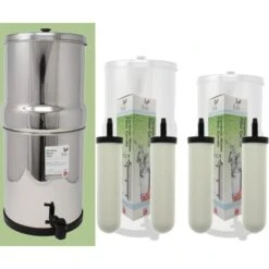 British Berkefeld Stainless Steel Gravity Fed Water Filter System - 12L Capacity With 4 X Ultra Sterasyl Ceramic Water Filter Candles