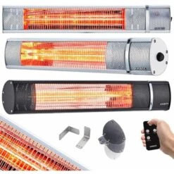 AREBOS 2000 W Infrared Radiant Heater Silver With Remote Control 3 Heat Levels Gastro Bar Radiant Heater Quartz Radiant Heater Patio Heater Changing Table Radiant Wall Heater