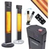 AREBOS Infrared Radiant Heater 2000 W With Remote Control IP34 Protection Low-Glare Technology 3 Heat Settings Black -Heating Equipment 64917896 1