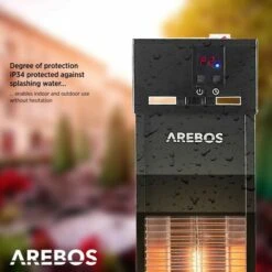 AREBOS Infrared Radiant Heater 2000 W With Remote Control IP34 Protection Low-Glare Technology 3 Heat Settings Black -Heating Equipment 64917896 5