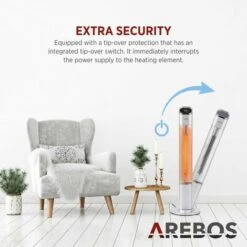 AREBOS 2000 Watt Floor Heater 2 Heat Settings 24 H Timer With Remote Control Carbon Infrared Heater For Indoor & Outdoor Use Patio Heater Digital Display -Heating Equipment 65113691 3