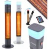 AREBOS 1500 Watt Stand Heater Black Incl.16 Colours LED Light With Remote Control Carbon Infrared Heater For Indoor & Outdoor Use Patio Heater 2 AREBOS 1500 Watt Stand Heater Black Incl.16 Colours LED Light With Remote Control Carbon Infrared Heater For Indoor & Outdoor Use Patio Heater -Heating Equipment 65113692 1