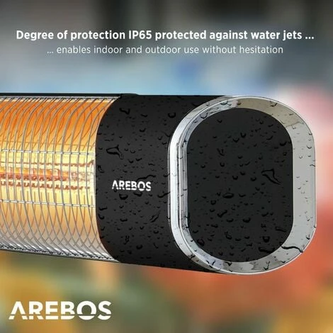 AREBOS Infrared Radiant Heater 2000 W With Remote Control With Cross Stand Height Adjustable 60° Tilt Angle Swivel 2 Heat Settings Incl. Wall Mounting Indoor And Outdoor Use Black 6 AREBOS Infrared Radiant Heater 2000 W With Remote Control With Cross Stand Height Adjustable 60° Tilt Angle Swivel 2 Heat Settings Incl. Wall Mounting Indoor And Outdoor Use Black - Image 4