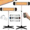AREBOS Infrared Radiant Heater 2500 W With Remote Control With Cross Stand Height Adjustable Swivelling Protection Class IP34 3 Heat Settings Incl. Wall Mounting Indoor And Outdoor Use -Heating Equipment 65262776 1